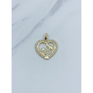 10k gold pendant heart mother and baby